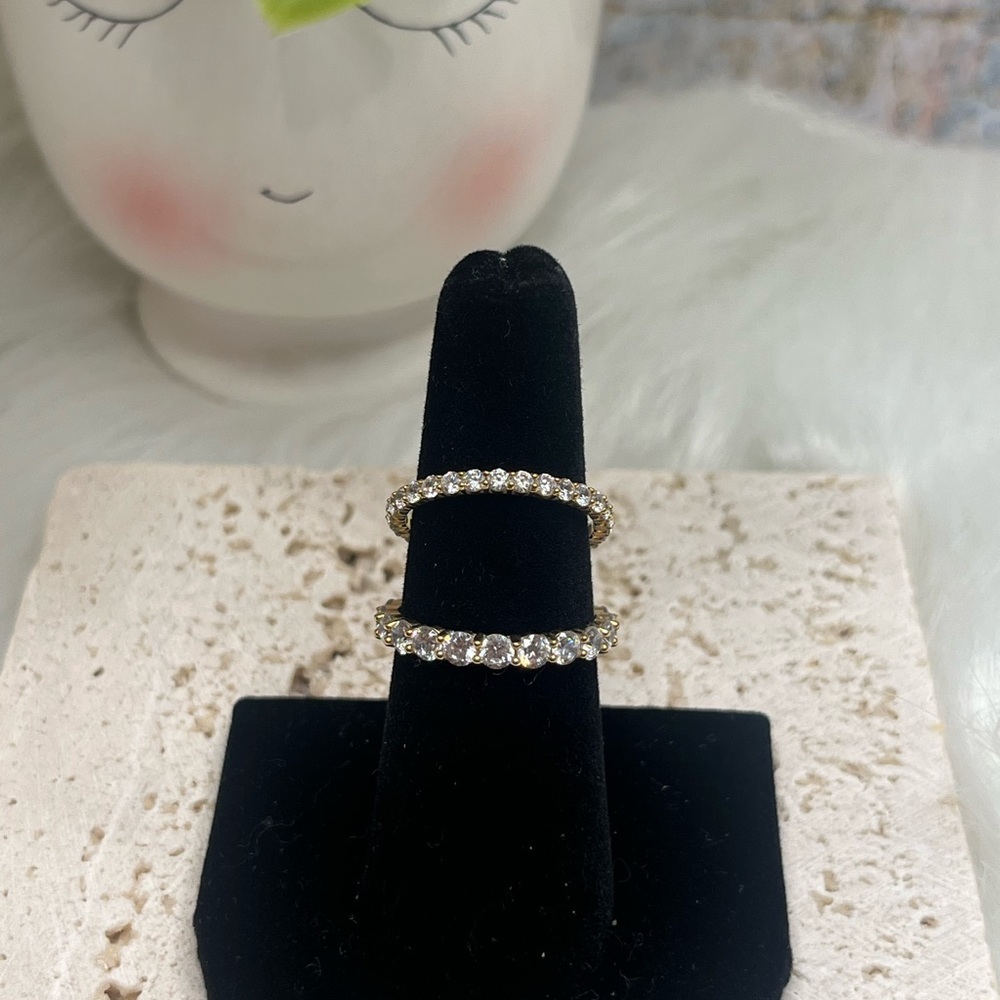Set of Cubic Zirconia 10k yellow gold eternity bands - Picture 8 of 10
